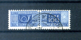 1946-51 Repubblica Italia PACCHI POSTALI N.77 100 Lire USATO, Azzurro, Filigrana Ruota - Pacchi Postali