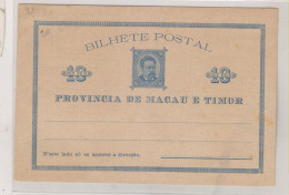 MACAU TIMOR Nice Postal Stationery Unused - Covers & Documents