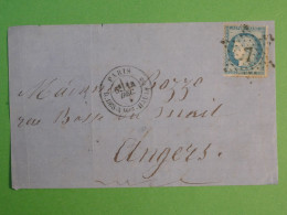 DC0  FRANCE   LETTRE DEVANT  1874  ETOILE DE PARIS N°7  SUR CERES N°60  POUR ANGERS ++AFF. PLAISANT++ - 1849-1876: Période Classique