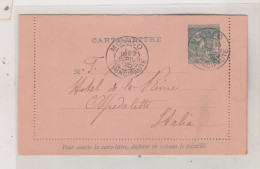 MONACO 1895 Postal Stationery To Italy - Postal Stationery