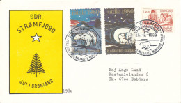 Greenland Cover Sent To Denmark Sdr. Strömfjord 25-12-1980 With Special Christmas Cancel And Christmas Seal - Lettres & Documents