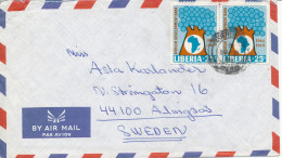 Liberia Air Mail Cover Sent To Sweden MAP On The Stamps - Liberia