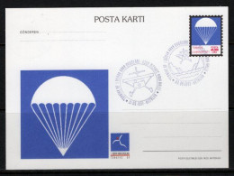 1997 TURKEY 1ST WORLD AIR GAMES PARACHUTE ILLUSTRATION - LONG DISTANCE AIR RALLY POSTCARD - Interi Postali