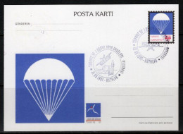 1997 TURKEY 1ST WORLD AIR GAMES PARACHUTE ILLUSTRATION - ACROBATICS POSTCARD - Postal Stationery