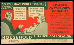 ETATS UNIS(1935) Femme. Couple Discutant Un Prêt. Joli Entier Publicitaire Oblitéré Bicolore: "Household Finance Corpora - 1921-40