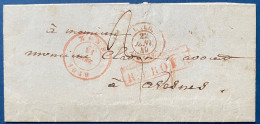 LETTRE 19 FEV 1849 Càd " MONS " Pour AVESNES + " R.FRONT " + Entrée Rouge N°571 " BELG. / AVESNES " + Taxe 3 TTB - 1830-1849 (Belgique Indépendante)