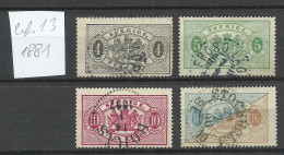 Sweden Schweden 1881-1895 = 4 Values From Set Michel 1 - 11 B (perf 13) O Dienstmarken Official Duty Tax - Servizio