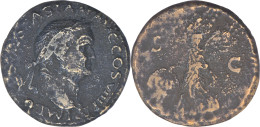 ROME - Dupondius - VESPASIEN - 76 AD - Victoire Portant Bouclier SPQR - RIC.757b - 17-175 - Les Flaviens (69 à 96)