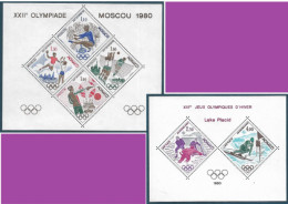 Monaco Bloc Spécial Gommé N°11 Et 12**timbres 1218/1223.1980 J.O De Lake Placid Et Moscou, Cote 600€ - Blocs