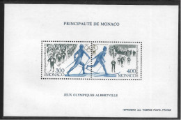 Monaco Bloc Spécial N°15, Timbre N°1770/1772 Jeux Olympiques D'Albertville, Ski De Fond, Cote 170€. - Invierno