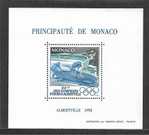 Monaco Bloc Spécial Gommé N°17**, Timbre N°1811 Jeux Olympiques D'Albertville 1992. Cote 140€. - Wintersport (Sonstige)