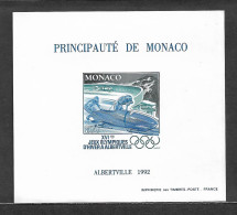 Monaco Bloc Spécial Gommé N°17a**non Dentelé, Timbre N°1811 Jeux Olympiques D'Albertville 1992. Cote 200€. - Wintersport (Sonstige)