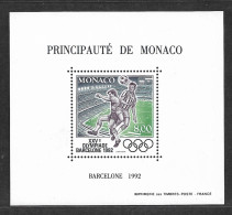 Monaco. Jeux Olympiques De Barcelone Bloc Spécial N°18** Du Timbre N°1812(Jeux Olympique, Football) Cote 140€ - Verano 1992: Barcelona