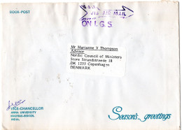 73413 - Indien / Dienst - 1990 - 3@2Rp Dienst MiF A Bf MADRAS -> Daenemark - Official Stamps