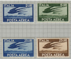 Italy 1945-1947, Bird, Birds, 4v, VLH - Hirondelles