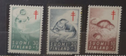 Finnland 1961 Tuberkulose Wildlebende Säugetiere Mi 536/38** - Ungebraucht