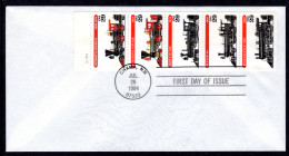 UNITED STATES USA - 1994 BOOKLET PANE STRIP OF 5 LOCOMOTIVES TRAINS ON UNADDRESSED FDC FINE SG 2923 - 2927 - Briefe U. Dokumente