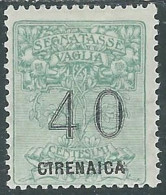1924 CIRENAICA SEGNATASSE PER VAGLIA 40 CENT MH * - I28-10 - Cirenaica