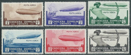 1933 CIRENAICA POSTA AEREA CROCIERA ZEPPELIN 6 VALORI MNH ** - I37-6 - Cirenaica