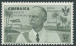 1934 CIRENAICA POSTA AEREA VOLO ROMA MOGADISCIO 25 CENT MNH ** - I37-5 - Cirenaica