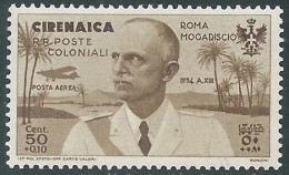 1934 CIRENAICA POSTA AEREA VOLO ROMA MOGADISCIO 50 CENT MNH ** - I37-5 - Cirenaica