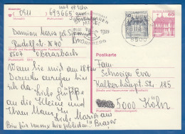 Deutschland; BRD; Postkarte; 10+60 Pf Schloss Rheydt Und Schloss Glücksburg; 1988 - Postkaarten - Gebruikt