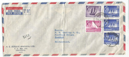 SINGAPORE MALAYA 20CX3+5C+10C LARGE COVER AIR MAIL SINGAPORE 6 JUL 1957 TO SUISSE - Singapur (...-1959)