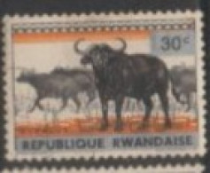 1976 RWANDA STAMP (USED) On  Wildlife /Fauna/Mammals /Syncerus Caffer/African Buffalo( Rwanda-Urundi Overprinted ) - Koeien