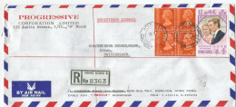 HONG KONG 2$+10C BLOC DE 4 LARGE COVER REC AIR MAIL HONG KONG 1974 TO SUISSE - Brieven En Documenten