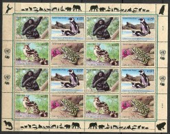 Nations Unies - Vienne** N° 370 à 373 En Feuille - Espèces Animales Menacées : Siamang, Manchot, Civette,  Crapaud (X) P - Blocs-feuillets