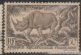 1947French Equatorial Africa  STAMP (USED) On WILDLIFE/Diceros Bicornis. Black Rhinoceros - Rinoceronti