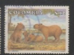 1985 COLOMBIA STAMP (USED) On WILDLIFE/Hydrochoerus Hydrochaeri /The Capybara Or Greater Capybara Is A Giant Cavy Rodent - Nager