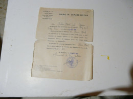 Armée De L'air Ordre Démobilisation Dubois Marcel Capitaine 13.08.1940 Off De Réserve Bataillon 113 Perpignan Cachet Com - Aviation