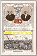 Lörrach - Ortsansicht Mit Gründer Des Schweizer Männerchor Reichert Und Grossmann Sänger Festkarte 1906 Litho - Loerrach