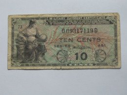 10 Ten Cents  - Série 481 Military Payment Certificate    ***** EN ACHAT IMMEDIAT ***** - 1951-1954 - Series 481