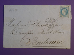 AB0  FRANCE  BELLE  LETTRE  1869   ETOILE DE PARIS N°9 MONTAIGNE POUR BORDEAUX   +N°29+  ++AFF. INTERESSANT++ - 1849-1876: Periodo Clásico