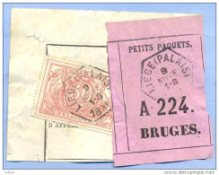 _V933: LIEGE(PALAIS)  > BRUGES :  Fragment PETITS PAQUETS Met  " étiquette ": SP11/ N° A224 : Type B: - Documenti & Frammenti