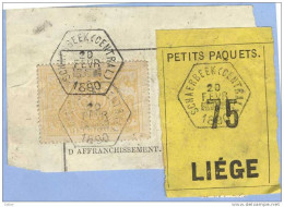 _V936: SCHAERBEEK( CENTRAL) > LIEGE:  SP12/ Fragment PETITS PAQUETS Met  " étiquette " : N°75: Type Bb: - Documentos & Fragmentos