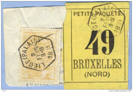 _V950: LIEGE(PALAIS)  > BRUXELLESZ(NORD)  - Expresse : Fragment PETITS PAQUETS Met  " étiquette ": SP12/ N° 49: Type B: - Documenti & Frammenti