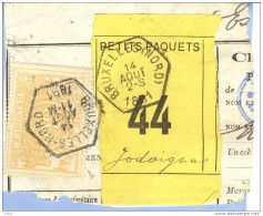 _V760: BRUXELLES-NORD & BRUXELLES(NORD) > Jodoigne - PREO - SP12/ Fragment Met " étiquett PETITS PAQUETS: N° 44: Type B: - Documents & Fragments