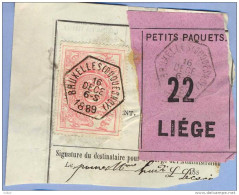 _V990: BRUXELLES(DUQUENOY) > LIEGE - Tarief:  Grande Vitesse: SP11/ Fragment PETITS PAQUETS Met " étiquette: 22 : Type B - Documents & Fragments