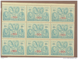 _5Rb-965  Een  Blok Van 9 Zegels N° 193 : XX  Postfris:  .. Om Verder Uit Te Zoeken.. Zeer Lichte Plooi... - Unused Stamps