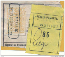 _V661: BRUX. RUE DE LA LOI : Oblong: 20 MAI 9-M 8_+"étiquette" 86: Type A_J1: Verstuurd>Liège N° SP12: - Documenti & Frammenti