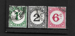 BARBADOS 1950 POSTAGE DUE SET SG D4/D6 ORDINARY PAPER FINE USED Cat £80 - Barbados (...-1966)