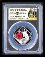 China RMB Coins China 2024 Zodiac Dragon Year Silver Coin 3 Yuan Fu Diamond  MS70 - Chine