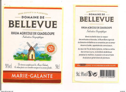 Etiquette Rhum Agricole - Domaine De  Bellevue - 50c L-  50% - Marie Galante - GUADELOUPE -  Thème Moulin - - Rhum