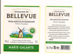 Etiquette Rhum Agricole - Domaine De  Bellevue - 50cl -  59% - Marie Galante - GUADELOUPE -  Thème Moulin - - Rhum