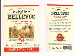 Etiquette Rhum Agricole - Domaine De  Bellevue - 50cl -  50% - Marie Galante - GUADELOUPE -  Thème Moulin Et Coupeur Ca- - Rhum