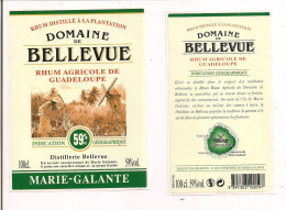 Etiquette Rhum Agricole - Domaine De Bellevue - 100cl - 59% - Marie Galante - GUADELOUPE -  Thème Moulin Et Coupeur Ca- - Rum