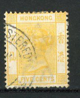 H-K  Yv. N° 38 ; SG N° 58 Fil CA (o)  5c Jaune Victoria  Cote 8,5 Euro BE   2 Scans - Usati